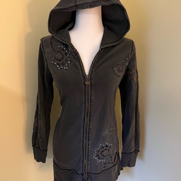 Vertigo Paris Grey embellished sweatshirt Large worn once hoodie - Picture 2 of 12